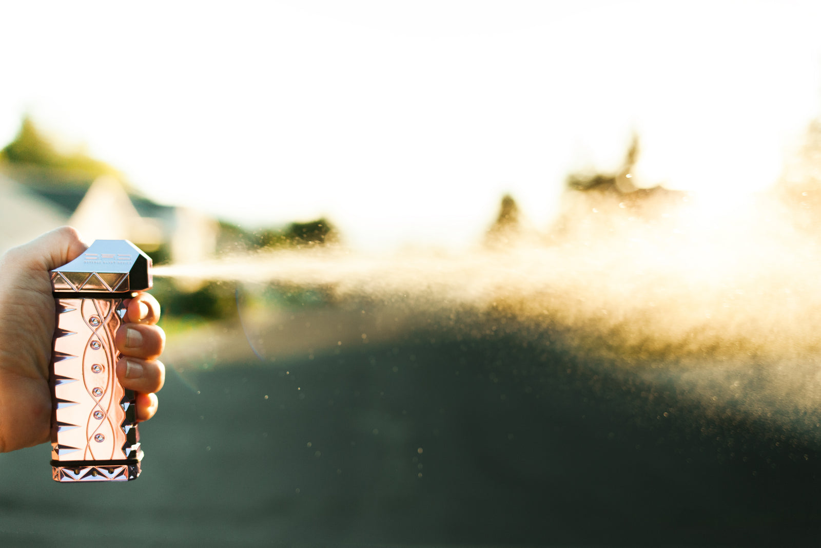 The D.A.D. is secured and “force-indexed” in the hand, enabling the user to activate the light, or the alert or the spray, independently or simultaneously without having to lift and reposition the thumb and without having to manipulate the device.